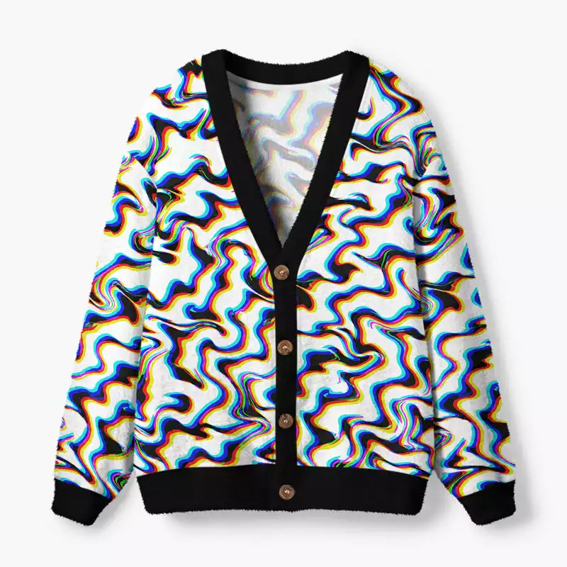 Soulisfree Chromatic Liquid Fuzzy Cardigan Sweater