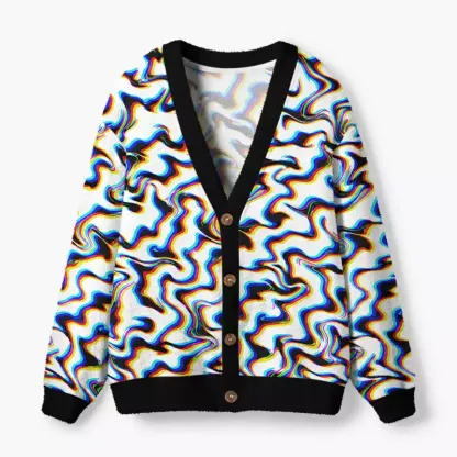 Soulisfree Chromatic Liquid Fuzzy Cardigan Sweater