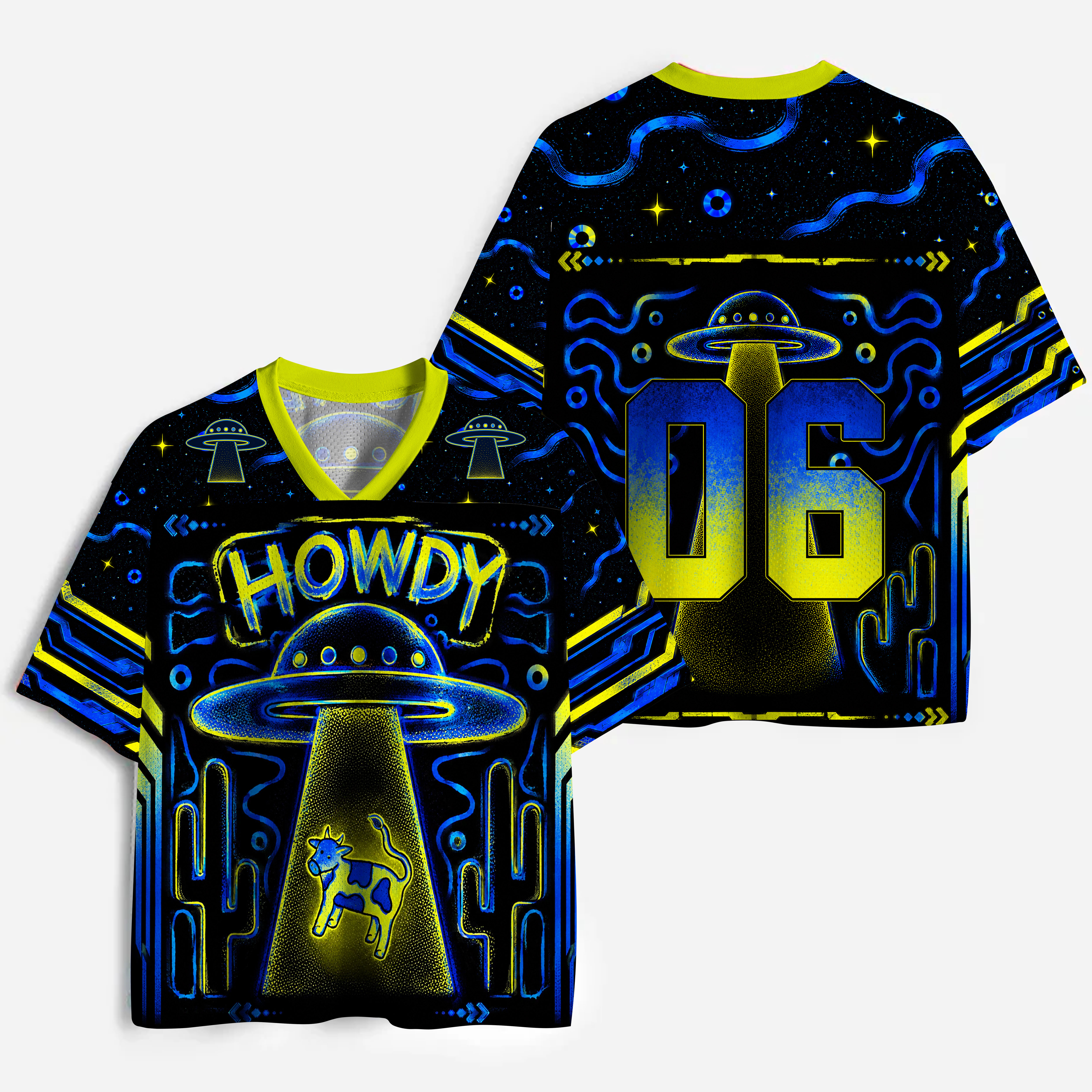 Soulisfree Cosmic Cow Abduction Mesh Jersey