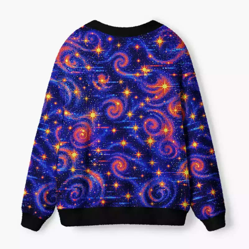 Soulisfree Cosmic glitch spiral Fuzzy Cardigan Sweater
