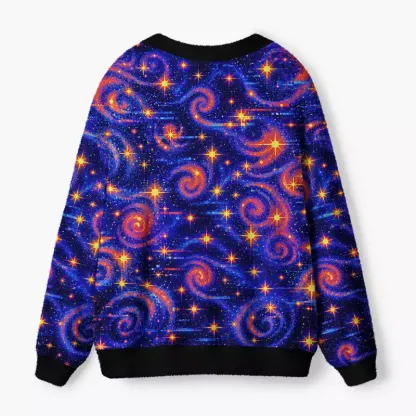 Soulisfree Cosmic glitch spiral Fuzzy Cardigan Sweater