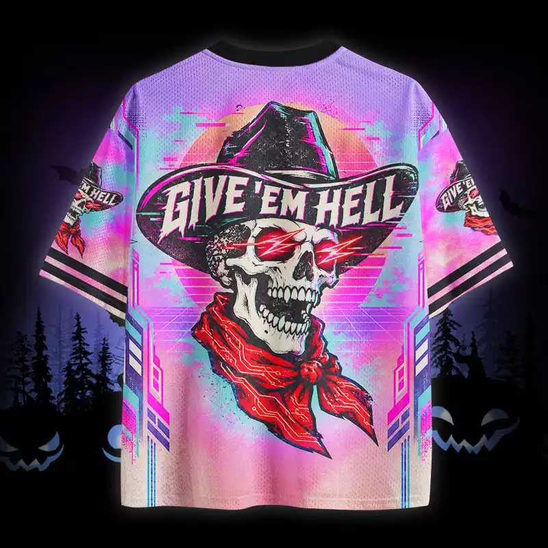 Soulisfree Cowboy Skull Give ’Em Hell Mesh Jersey