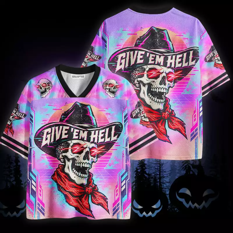 Soulisfree Cowboy Skull Give ’Em Hell Mesh Jersey