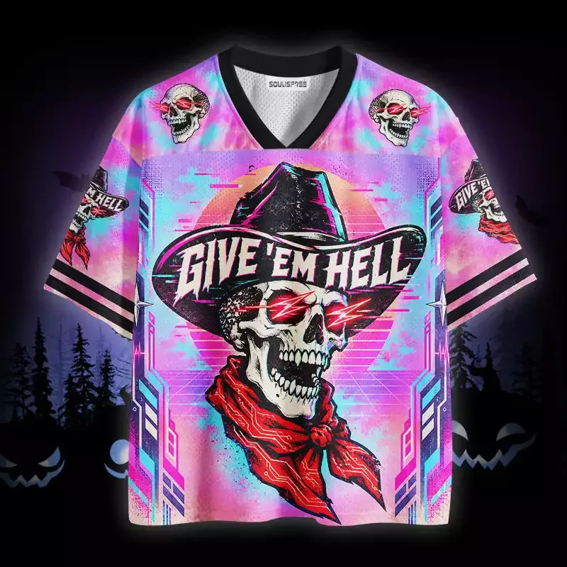 Soulisfree Cowboy Skull Give ’Em Hell Mesh Jersey