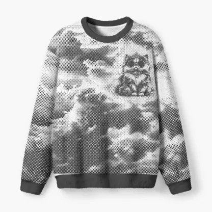 Soulisfree Crowned cat Fuzzy Crewneck Sweater