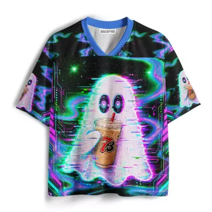 Soulisfree Cyber Glitch Coffee Ghost Mesh Jersey
