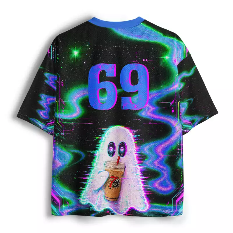 Soulisfree Cyber Glitch Coffee Ghost Mesh Jersey