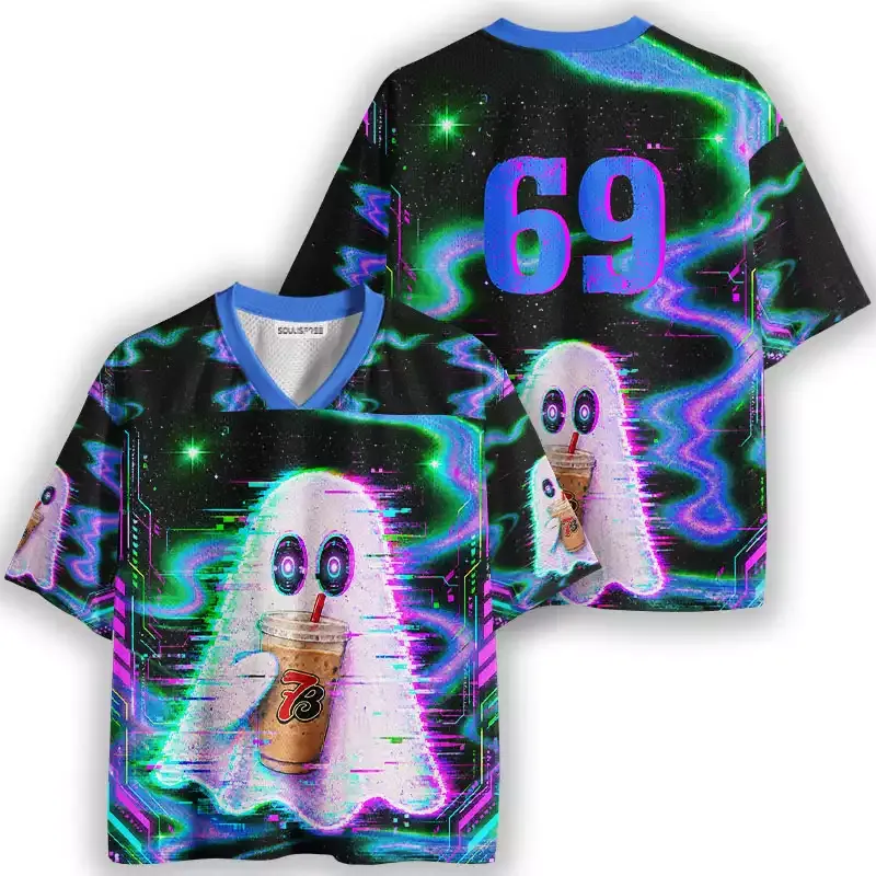 Soulisfree Cyber Glitch Coffee Ghost Mesh Jersey
