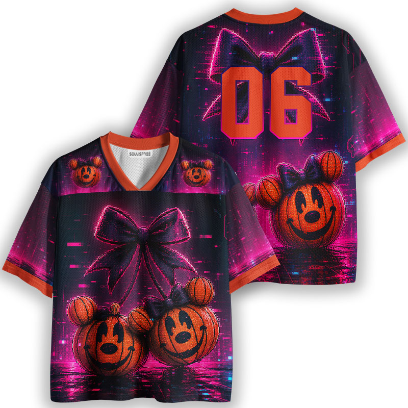 Soulisfree Cyber Pumpkin Bows Mesh Jersey