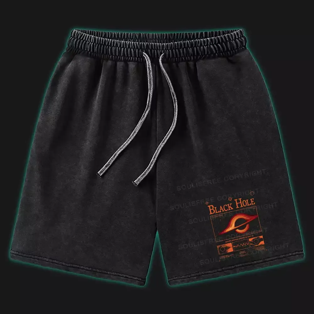 Designed Explore Black Holes Washed Shorts