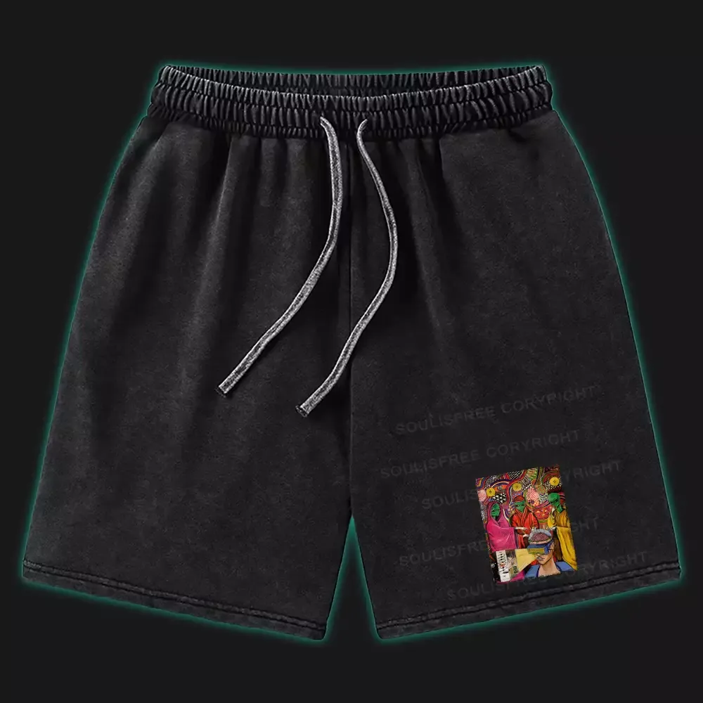 Designed Plasma Pixies Washed Alien Washed Shorts