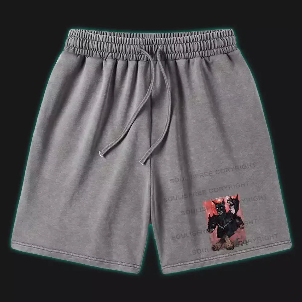 Doberman In The Dark Washed Shorts