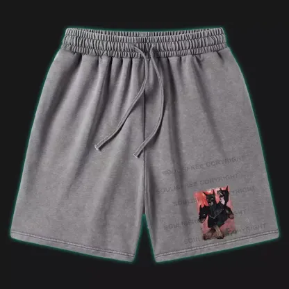 Doberman In The Dark Washed Shorts