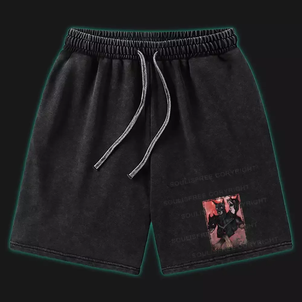 Designed Doberman In The Dark Washed Shorts