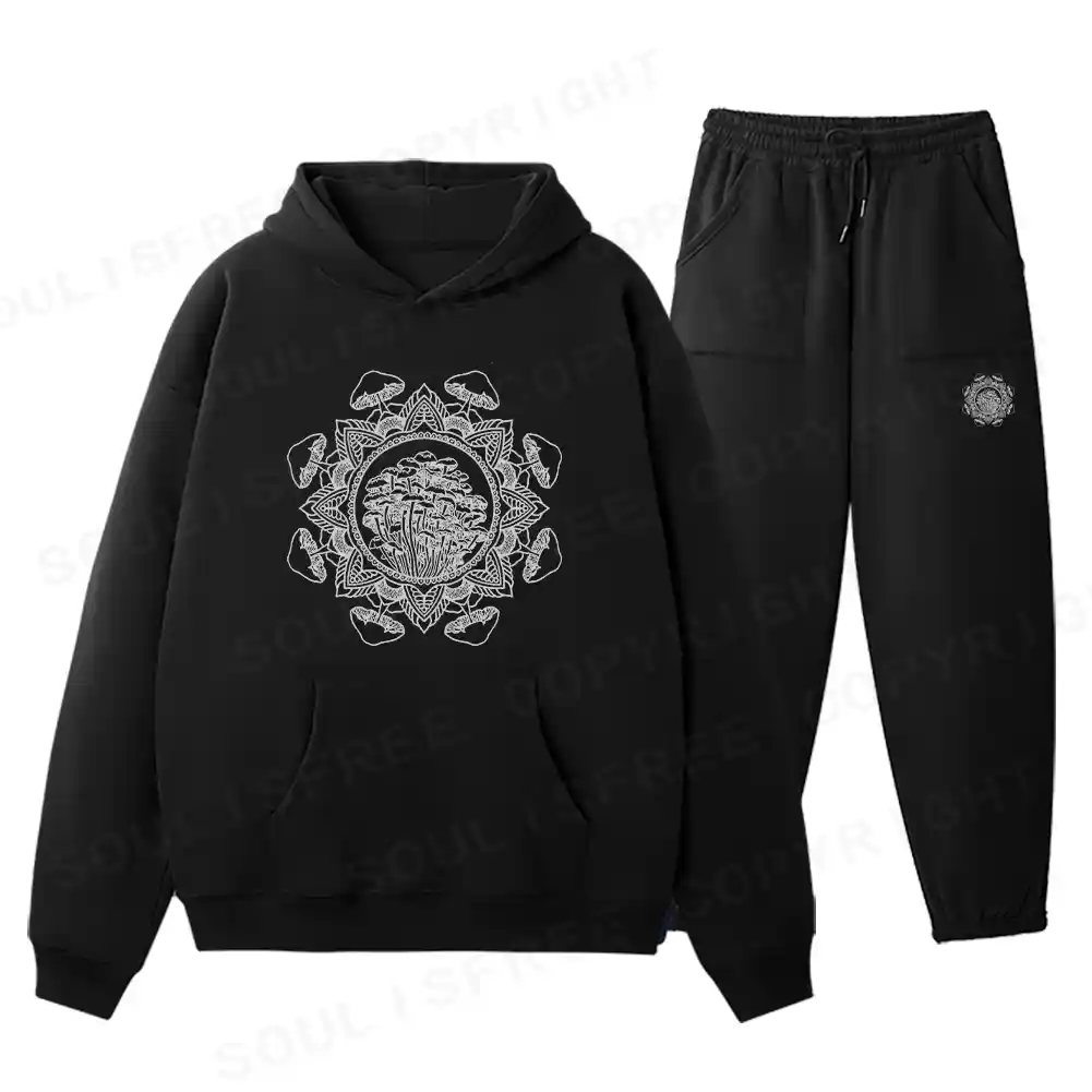 Mandala Mushroom Fleece Hoodie Set