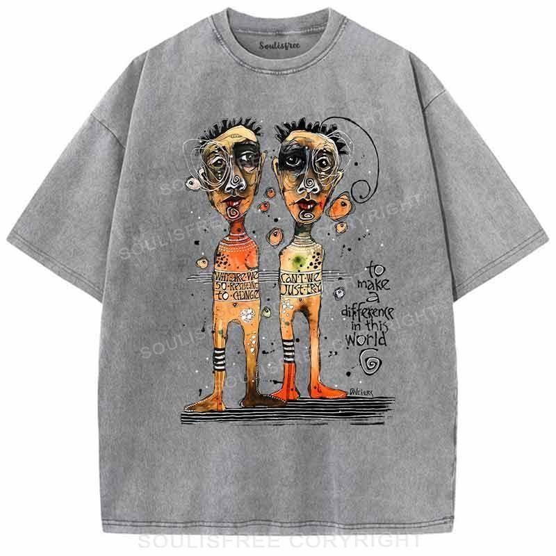 To Make A Difference In This World Grey / S Washed T-Shirts
