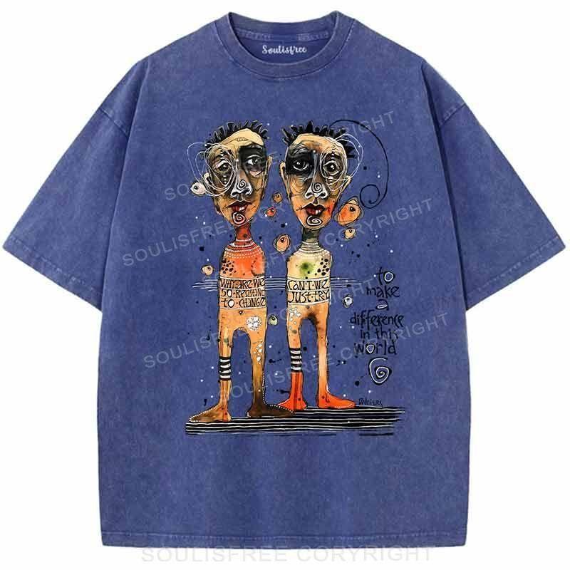 To Make A Difference In This World Blue / S Washed T-Shirts