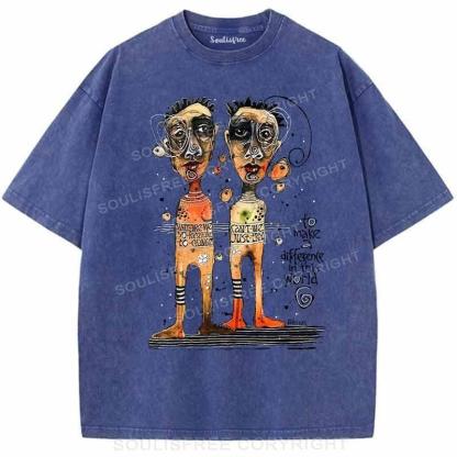 To Make A Difference In This World Blue / S Washed T-Shirts