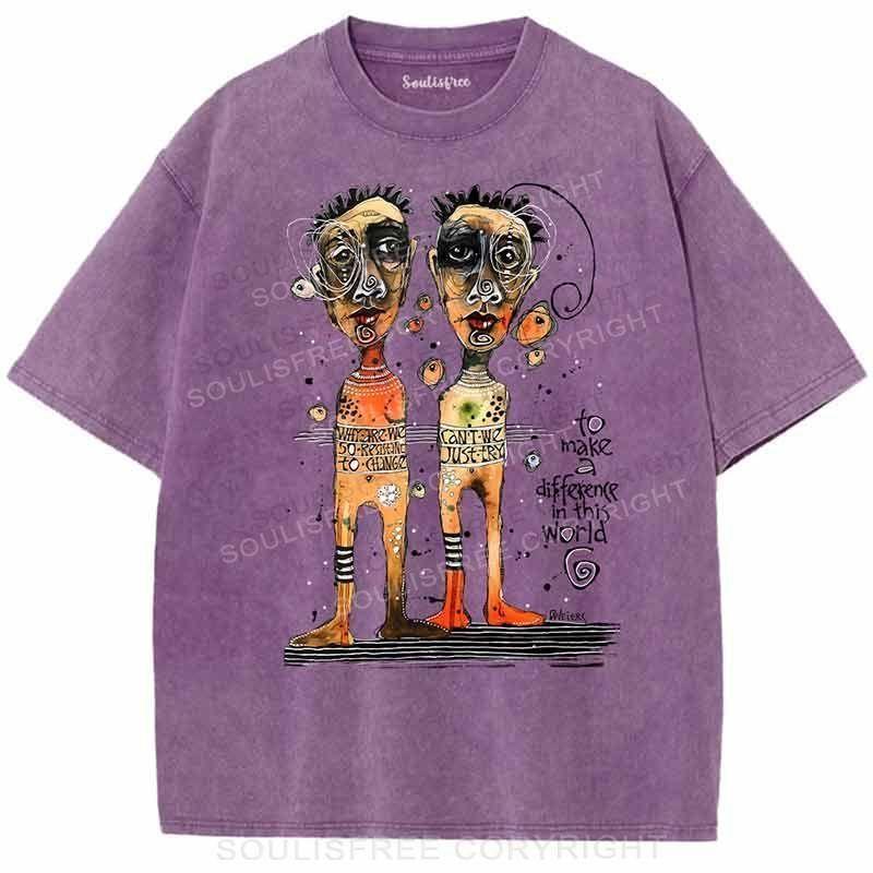 To Make A Difference In This World Purple / S Washed T-Shirts