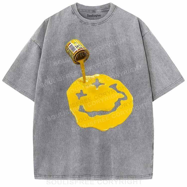 Happy Accident Ⅰ Grey / S Washed T-Shirts