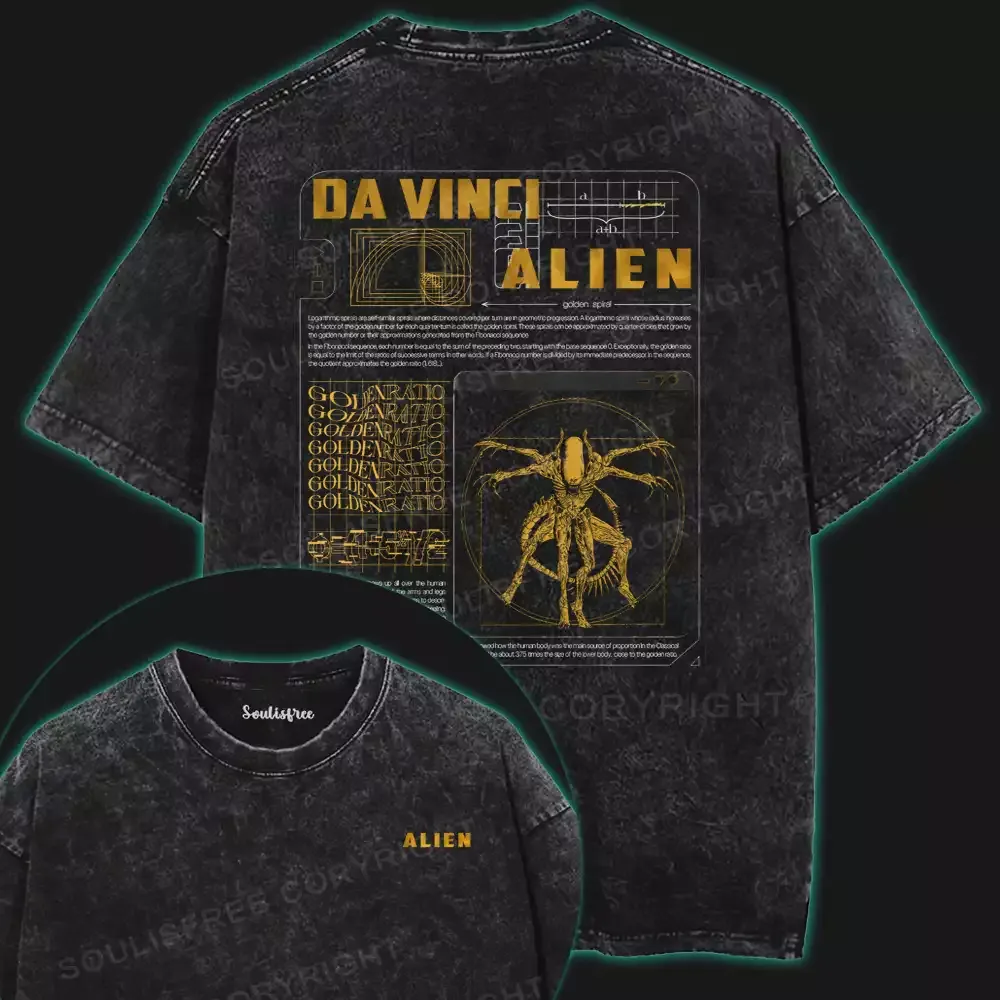 Da Vinci Alien Washed T-shirt