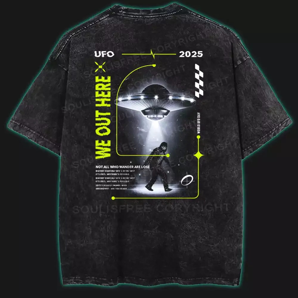 Designed We Out Here Washed UFO T-shirt