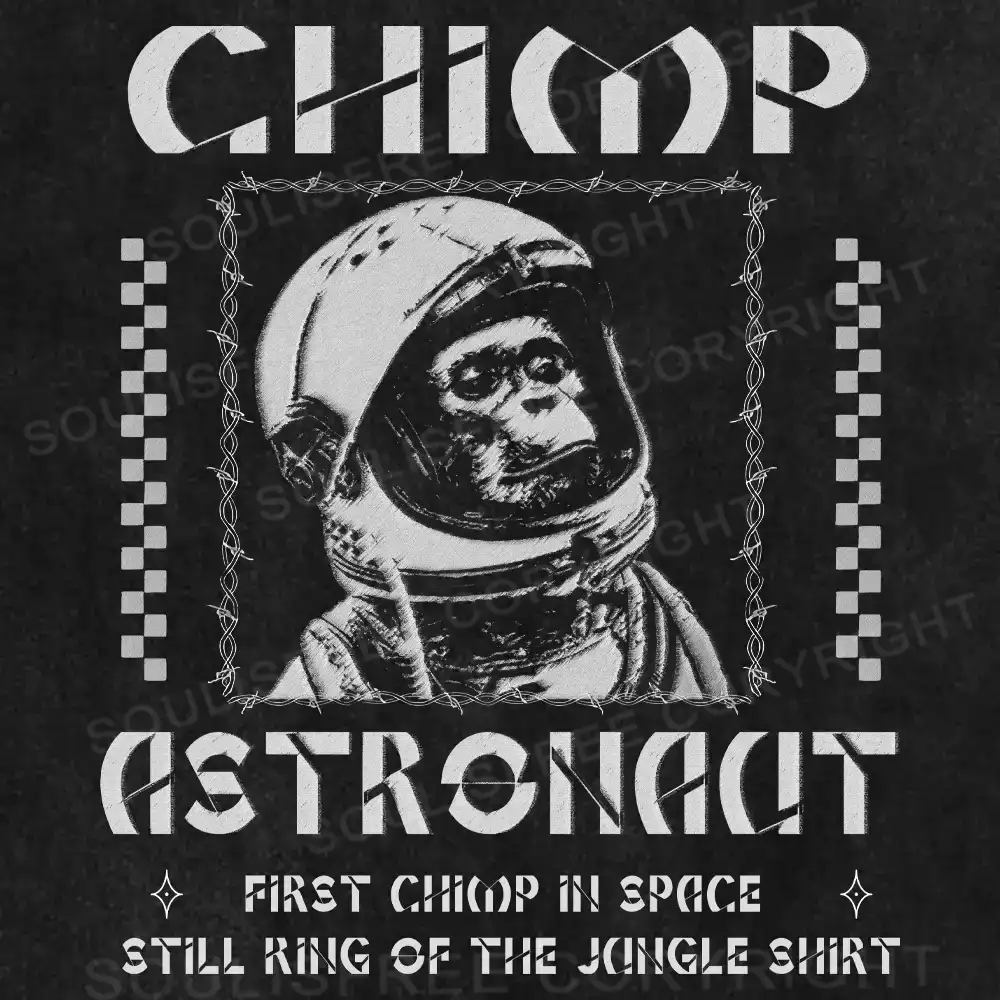 Chimp Astronaut Washed Astronaut T-shirt