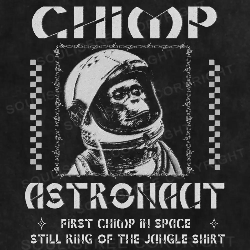 Chimp Astronaut Washed Astronaut T-shirt
