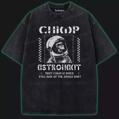 Chimp Astronaut Washed Astronaut T-shirt