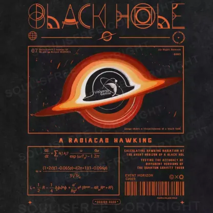 Black Hole Hawking Radiation Washed T-shirt