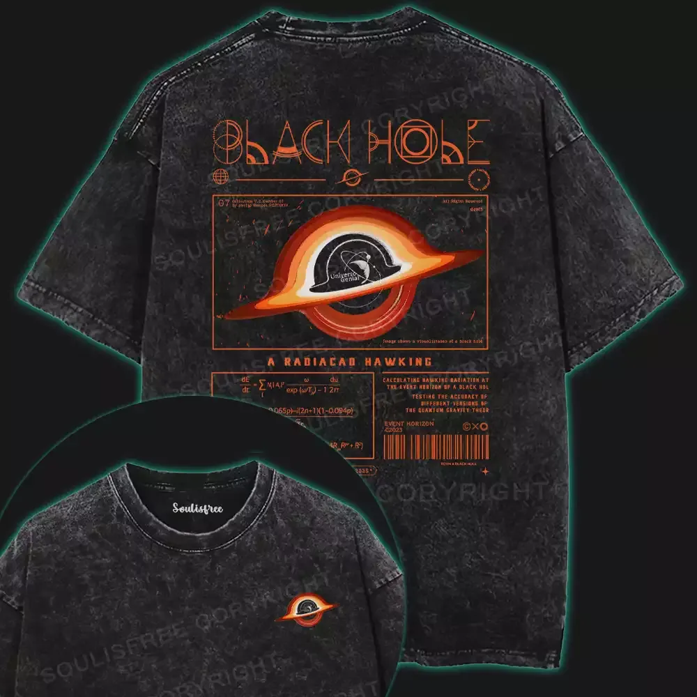 Black Hole Hawking Radiation Washed T-shirt