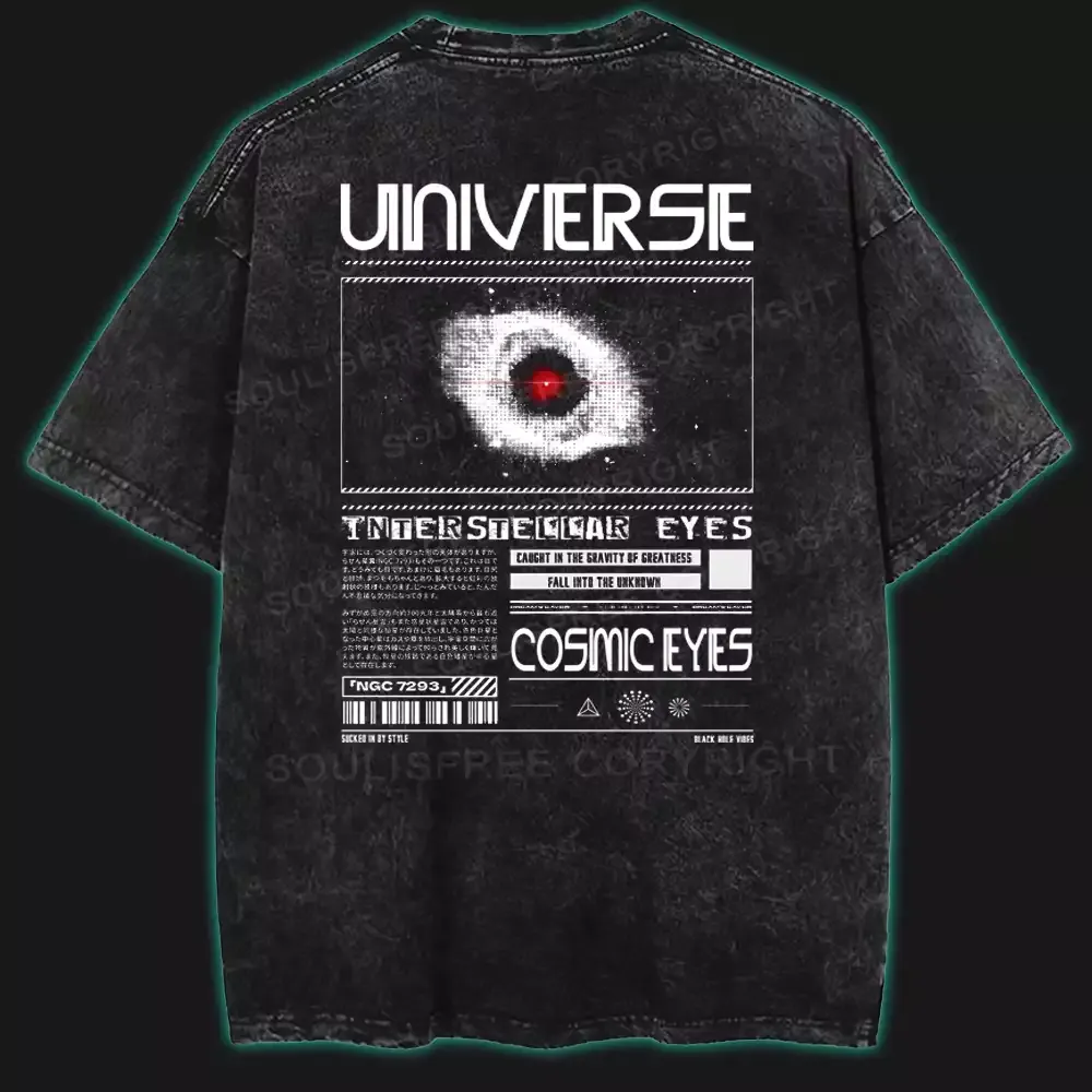 Designed Interstellar Eyes Washed Space T-shirt