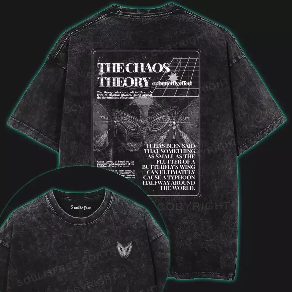 The Chaos Theory or Butterfly Effect Washed T-shirt