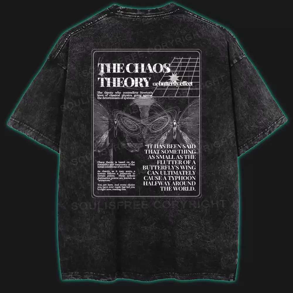 The Chaos Theory or Butterfly Effect Washed T-shirt