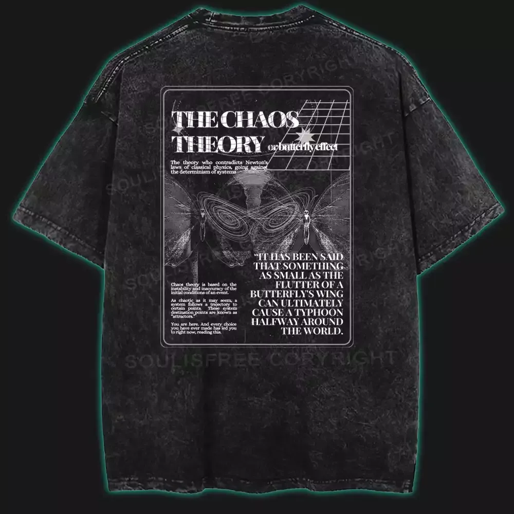 Designed The Chaos Theory or Butterfly Effect Washed T-shirt