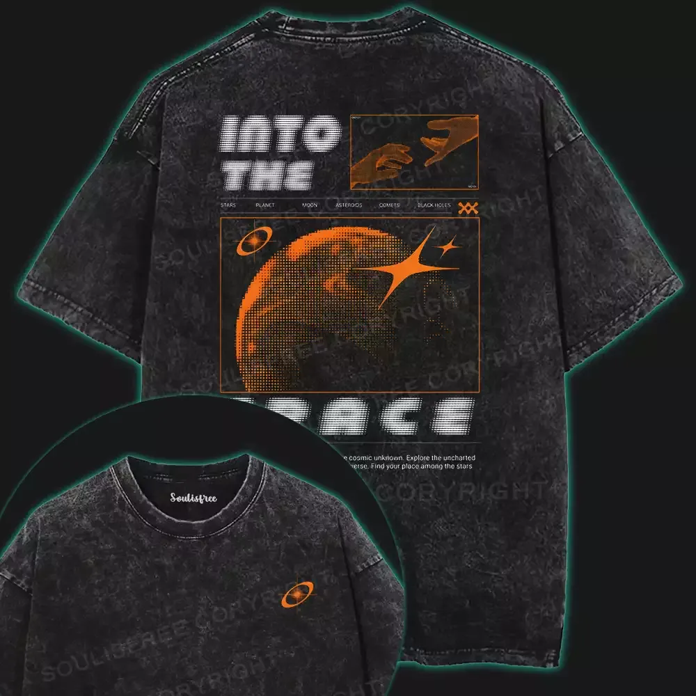 Into the Space and Beyond Washed Space T-shirt