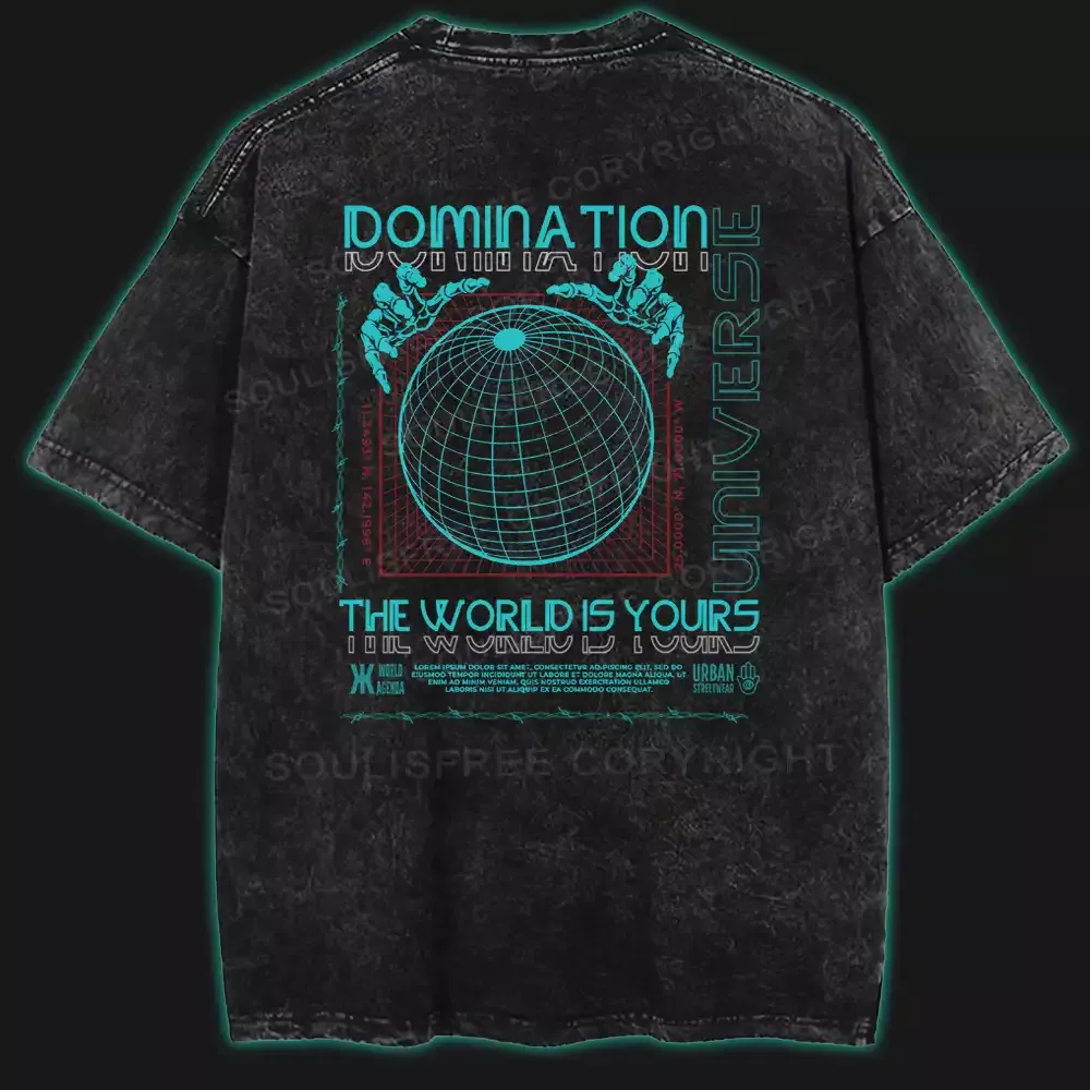 Designed The World Is Yours Washed Space T-shirt