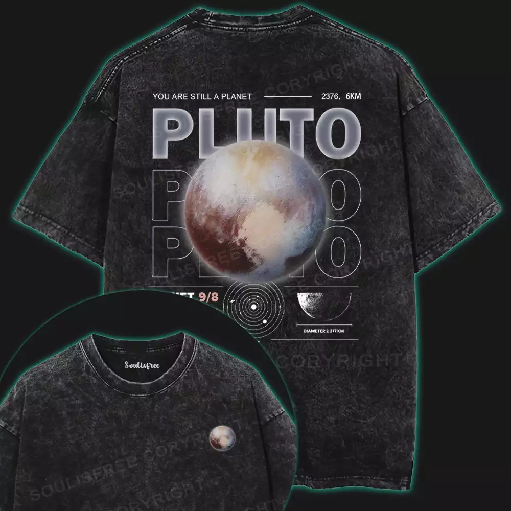 Don't Forget Pluto Washed Space T-shirt