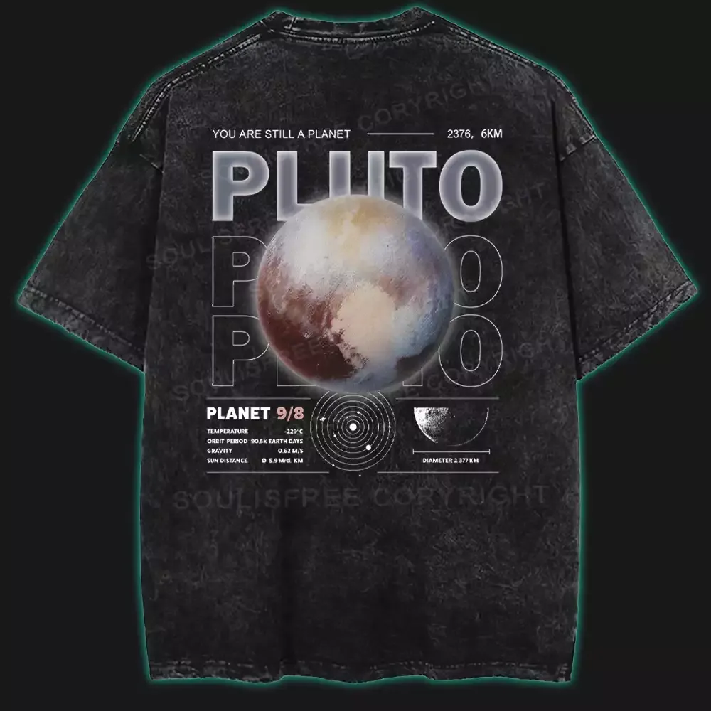 Designed Don't Forget Pluto Washed Space T-shirt