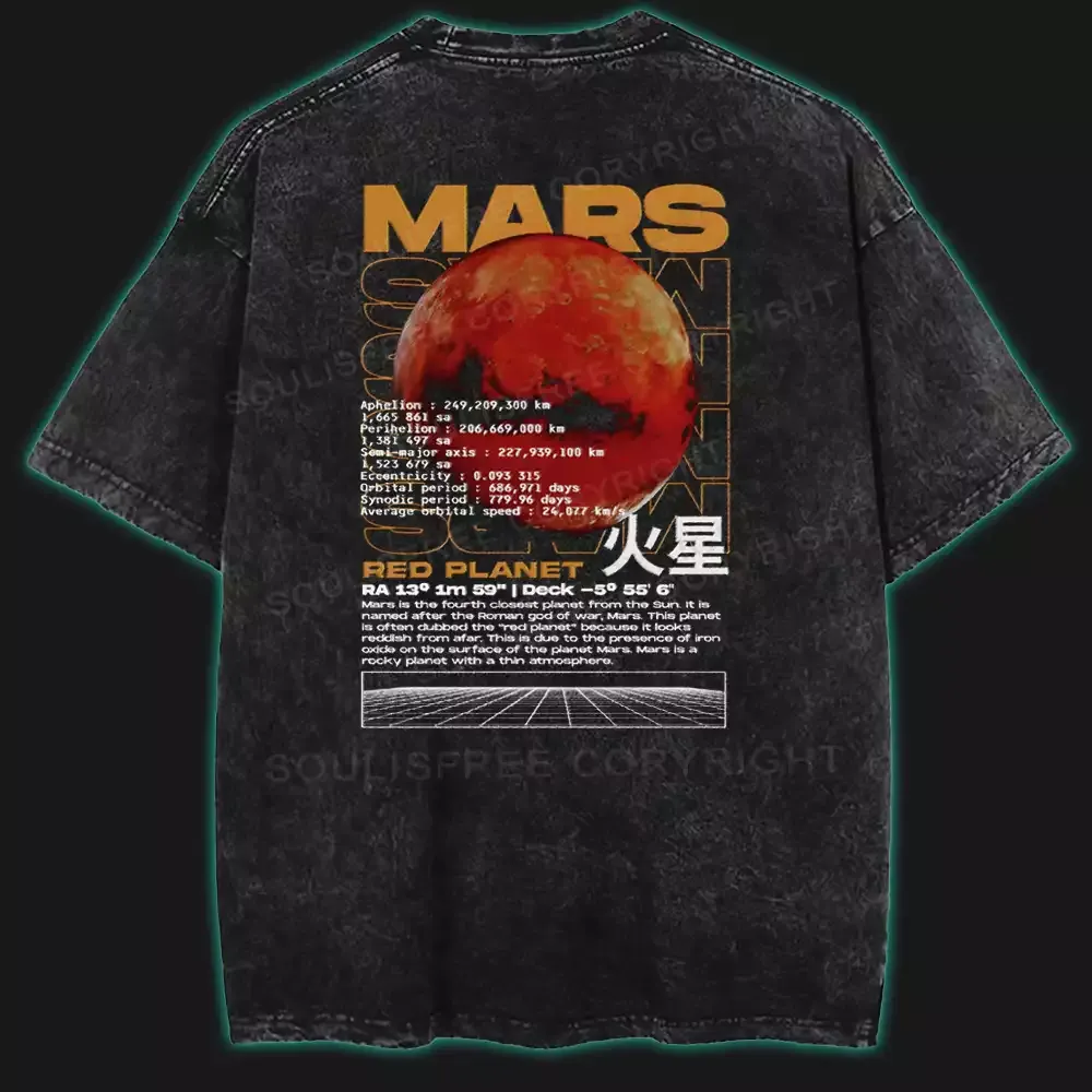 Designed Red Planet Washed Space T-shirt