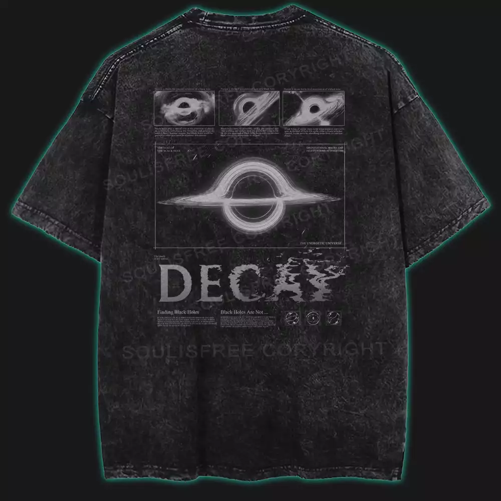 Black Hole Decay Washed Space T-shirt