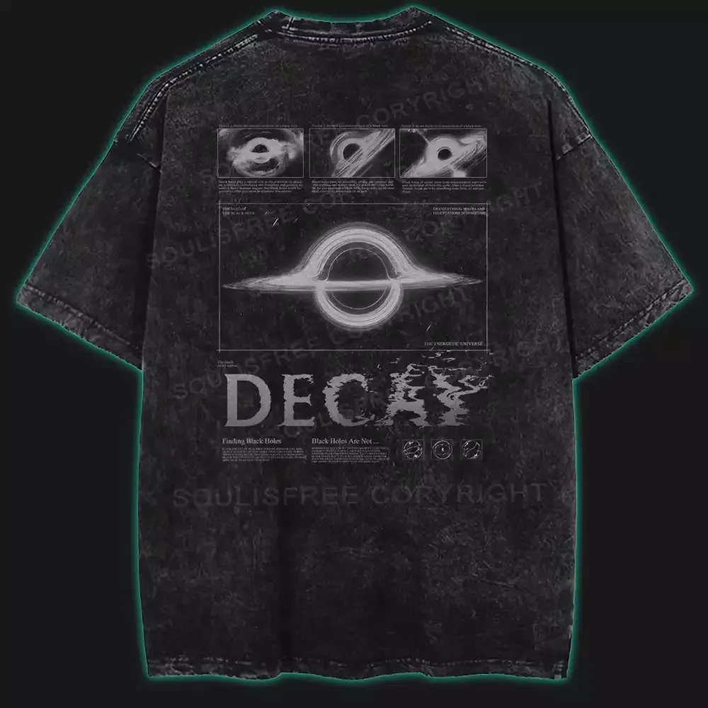 Black Hole Decay Washed Space T-shirt
