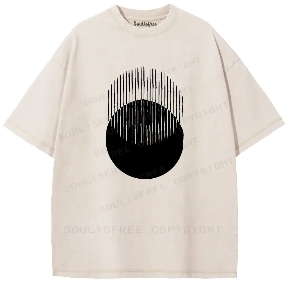 Abstraction: Striped Circle Fusion Washed T-shirt
