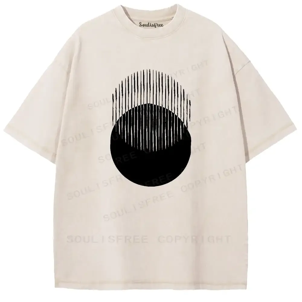 Abstraction: Striped Circle Fusion Washed T-shirt