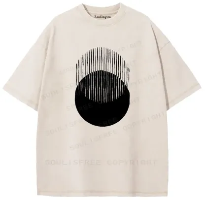 Abstraction: Striped Circle Fusion Washed T-shirt