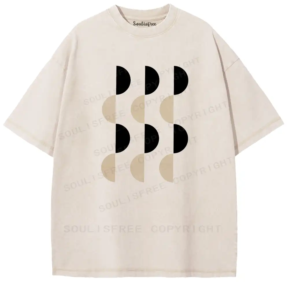 Circular Pattern Repeat Washed T-shirt
