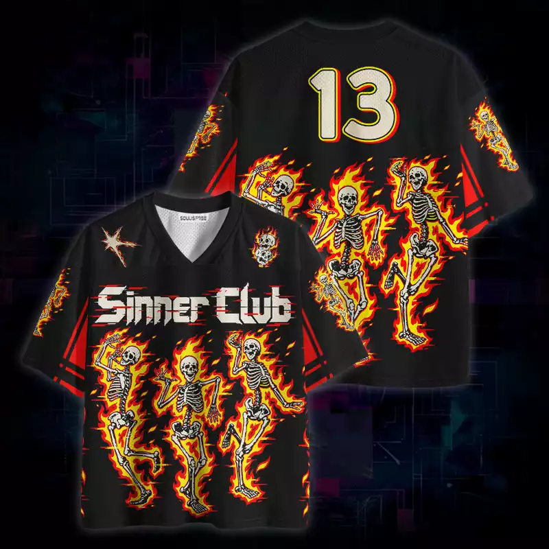 Soulisfree Dancing Skeleton Sinner Club Mesh Jersey