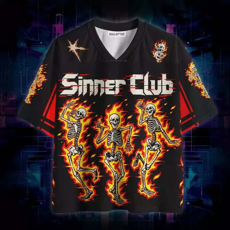 Soulisfree Dancing Skeleton Sinner Club Mesh Jersey