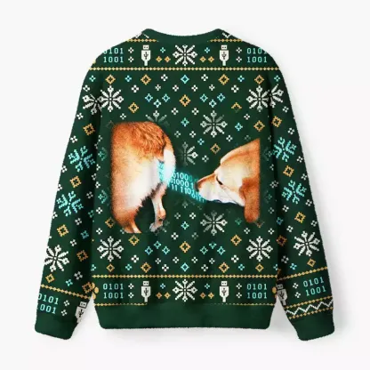 Soulisfree Data Transfer Dogs Fuzzy Crewneck Sweater