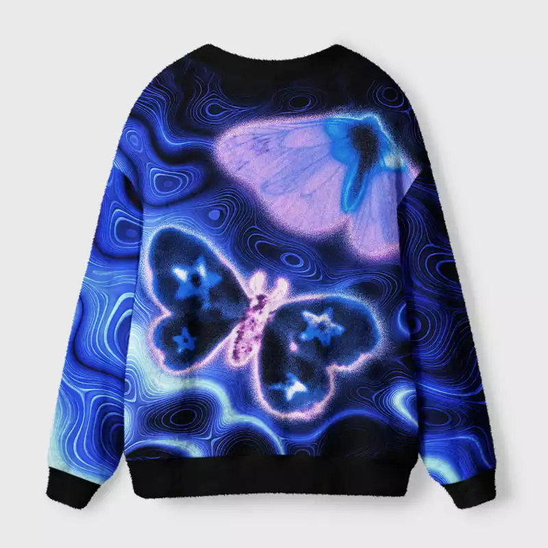 Soulisfree Electric Blue Flow Cardigan Fuzzy Cardigan Sweater